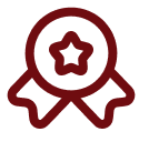 Red star ribbon icon on black background.