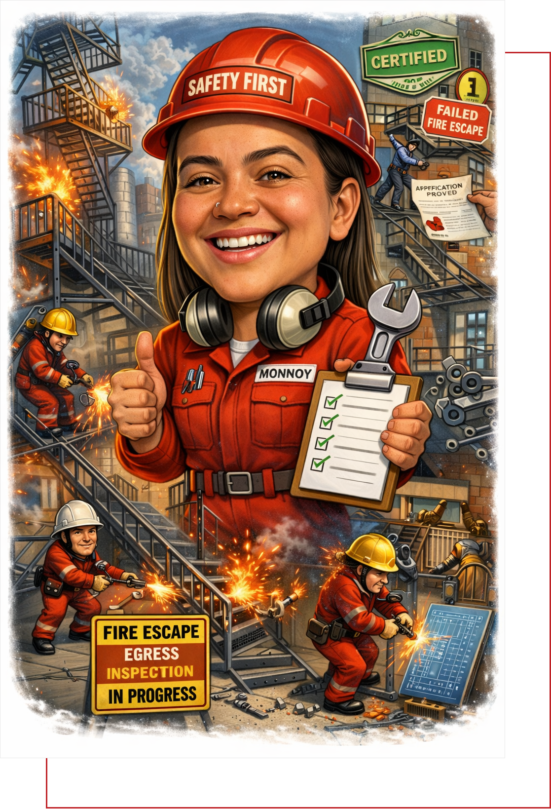 Fire safety inspector giving thumbs up